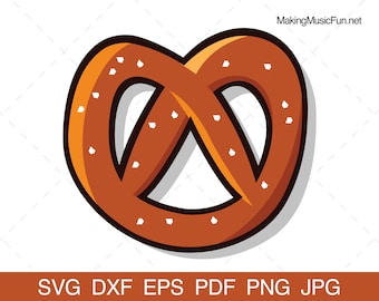 Bavarian Pretzel - SVG Cricut & Silhouette Cut Files. Pretzel Clip Art and Vector. Limited Commercial Use. (dxf, eps, pdf, png, jpg)