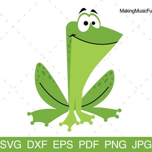 Frog - SVG Cricut & Silhouette Cut Files. Cute Cartoon Frog Clip Art. Frog Vector Illustration. Commercial Use. (dxf, eps, pdf, png, jpg)