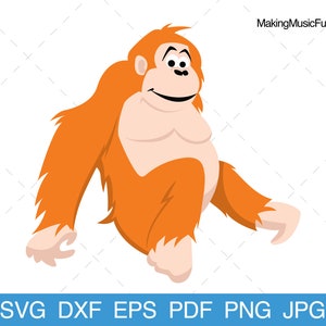 Orangutang - SVG Cricut Cut Files. Cartoon Orangutan Vector Illustration. Clip Art. Limited Commercial Use. (dxf, eps, pdf, png, jpg)