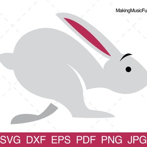Rabbit Running - SVG Cricut & Silhouette Cut Files. Cartoon Rabbit Bunny Clip Art/Vector. Limited Commercial Use. (dxf, eps, pdf, png, jpg)