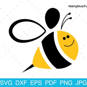 Bumblebee - SVG Cricut & Silhouette Cut Files. Cute Bee Bumblebee Clip Art and Vector. Commercial Use. (dxf, eps, pdf, png, jpg)