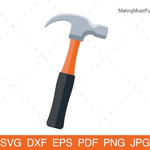 Hammer - SVG Cricut Cut Files. Claw Hammer Hand Tool Clip Art and Vector Illustration. Commercial Use. (dxf, eps, pdf, png, jpg)