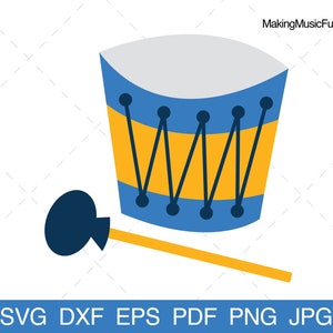 Toy Drum - SVG Cricut Cut Files. Kids Toy Drum Musical Instrument Clip Art. Vector Illustration. Commercial Use. (dxf, eps, pdf, png, jpg)