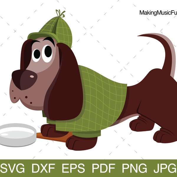 Dog - SVG Cricut & Silhouette Cut Files. "Sherlock Bonz" Clip Art. Dog Vector Illustration. Commercial Use. (dxf, eps, pdf, png, jpg)