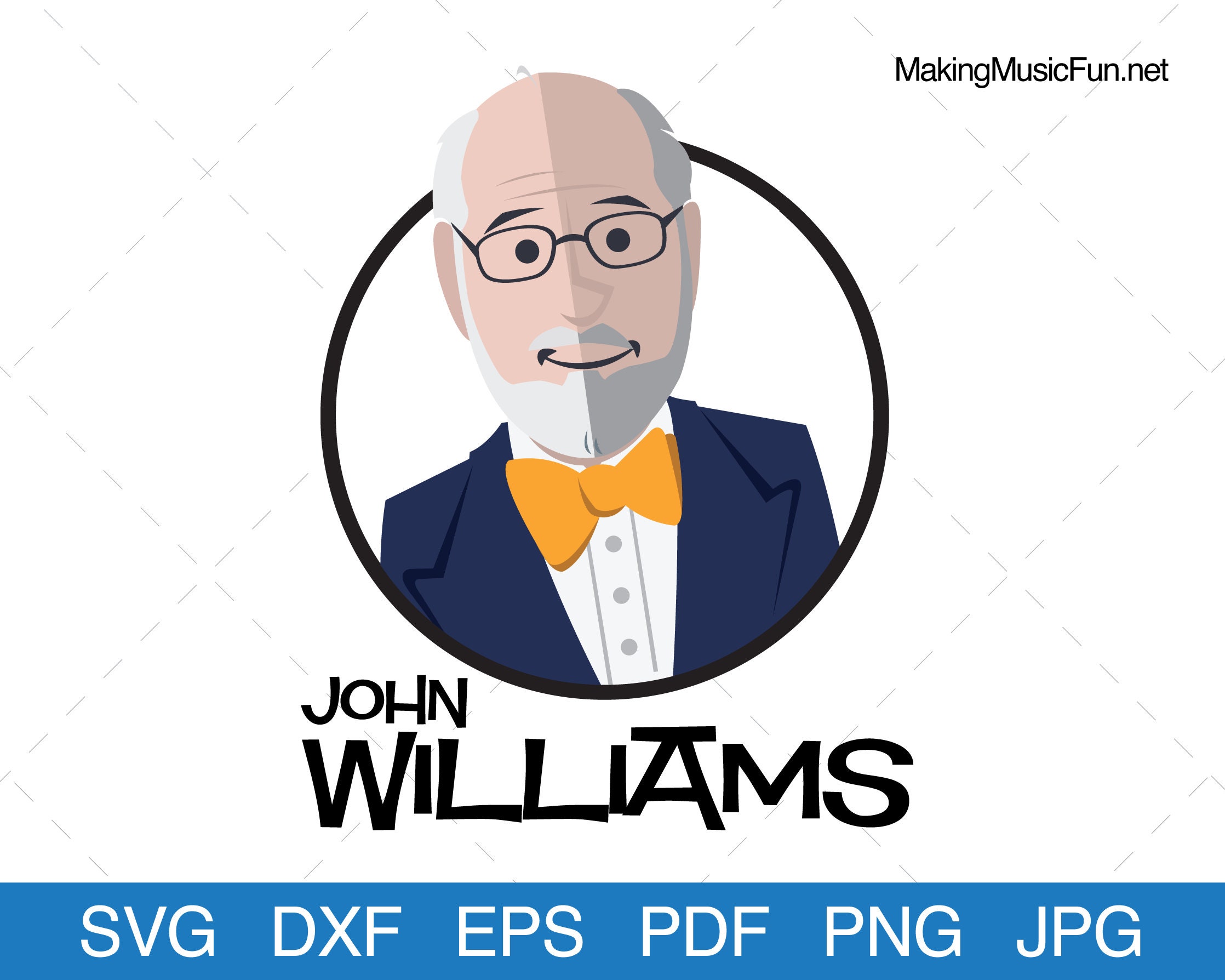 John Williams SVG Cricut & Silhouette Cut Files. Music Composer Clip