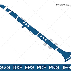 Clarinet - SVG Cricut Cut Files. Bb Clarinet Orchestra Musical Instrument Clip Art. Vector Illustration. (dxf, eps, pdf, png, jpg)