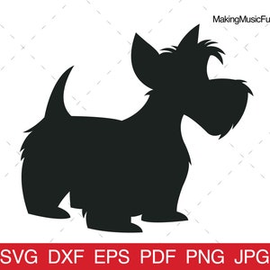 Scottish Terrier - SVG Cricut Silhouette Cut Files. Cartoon Dog Clip Art and Vector Illustration. Commercial Use. (dxf, eps, pdf, png, jpg)