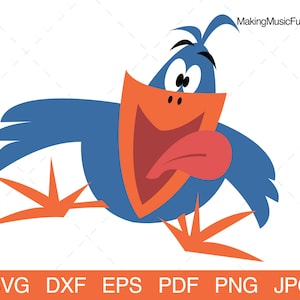 Crazy Bird - SVG Cricut & Silhouette Cut Files. Cartoon Clip Art and Vector. Includes Limited Commercial Use. (dxf, eps, pdf, png, jpg)
