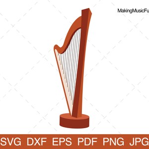 Harp - SVG Cricut Cut Files. Concert Harp Musical Instrument Clip Art. Vector Illustration. Commercial Use. (dxf, eps, pdf, png, jpg)