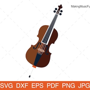 Cello - SVG Cricut & Silhouette Cut Files. Cello Clip Art. Orchestra Musical Instrument. Vector Illustration File. (dxf, eps, pdf, png, jpg)