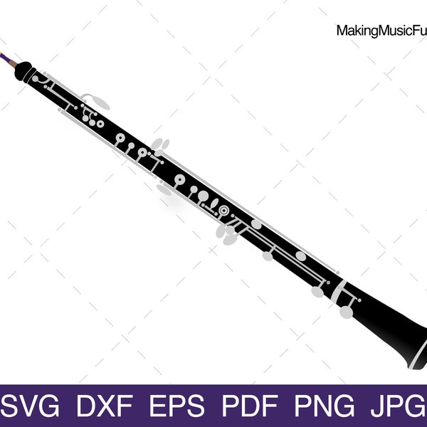 Oboe - SVG Cricut & Silhouette Cut Files. Oboe Clip Art. Vector File. Woodwind Family Orchestra Musical Instrument (dxf, eps, pdf, png, jpg)