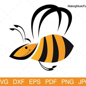 Bumblebee - SVG Cricut & Silhouette Cut Files. Cartoon Clip Art and Vector. Includes Limited Commercial Use. (dxf, eps, pdf, png, jpg)