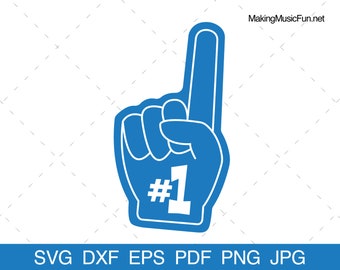 Foam Finger - SVG Cricut Files. Foam Finger Clip Art and Stock Vector Illustration. Commercial Use. Royalty Free. (dxf, eps, pdf, png, jpg)