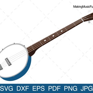Banjo - SVG Cricut & Silhouette Cut Files. Banjo Bluegrass Musical Instrument Clip Art. Vector File. (dxf, eps, pdf, png, jpg)