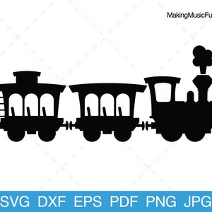 Trem - Arquivos de corte SVG Cricut e Silhouette. Motor, carro de passageiros, vagão clip art. Ilustração vetorial de trem. (dxf, eps, pdf, png, jpg)