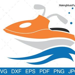 Jet Ski - SVG Cricut & Silhouette Cut Files. Jet Ski Clip Art. Jet Ski Vector. Includes Limited Commercial Use. (dxf, eps, pdf, png, jpg)