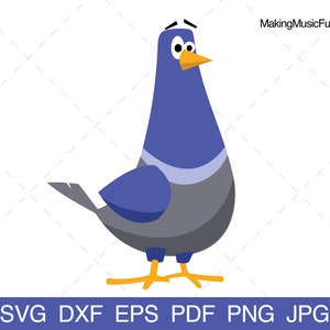 Pigeon - SVG Cricut & Silhouette Cut Files. Funny Cartoon Pigeon Clip Art. Vector Illustration. Commercial Use. (dxf, eps, pdf, png, jpg)