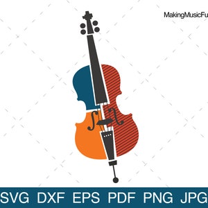 String Bass - SVG Cricut & Silhouette Cut Files. Abstract String Double Bass Instrument Clip Art. Vector File. (dxf, eps, pdf, png, jpg)