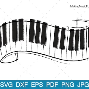 Teclado de piano - arquivos SVG Cricut e Silhouette Cut. Rolagem Piano Teclado Lápis Esboço Clip Art e Vetor. (dxf, eps, pdf, png, jpg)