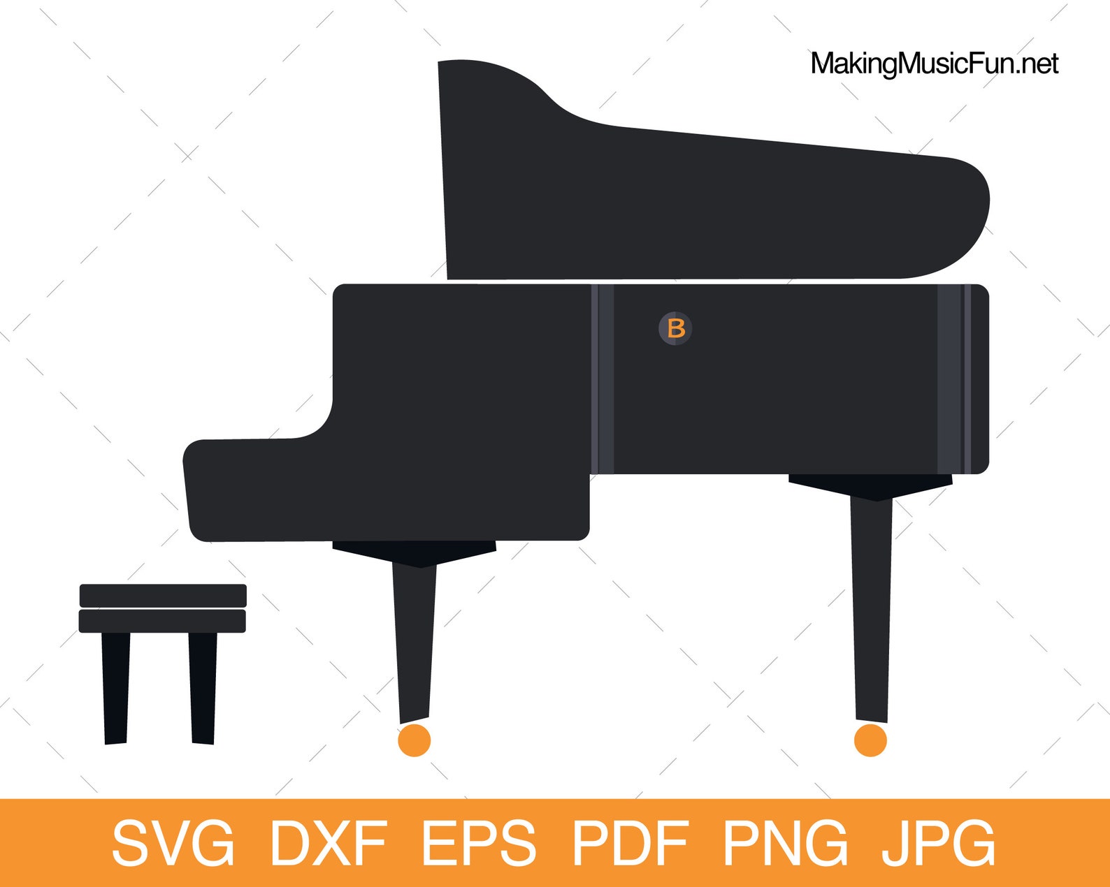 Grand Piano SVG Cricut &amp; Silhouette Cut Files. Grand Piano - Etsy