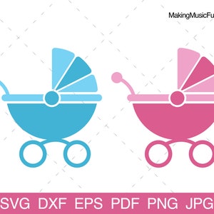 ベビーカー - SVG Cricut および Silhouette Cut ファイル。ベビーカー クリップ アート ベクター バンドル。商用利用可。(dxf、eps、pdf、png、jpg)