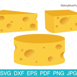 Swiss Cheese - SVG Cricut Cut Files. Swiss Jarlsberg Cheese Clip Art and Vector Bundle. Limited Commercial Use. (dxf, eps, pdf, png, jpg)