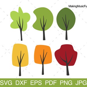 Trees - Cricut SVG Cut Files. Spring Autumn Tree Clip Art and Vector Illustration Bundle. Commercial Use. Royalty Free. (dxf, eps, pdf, jpg)