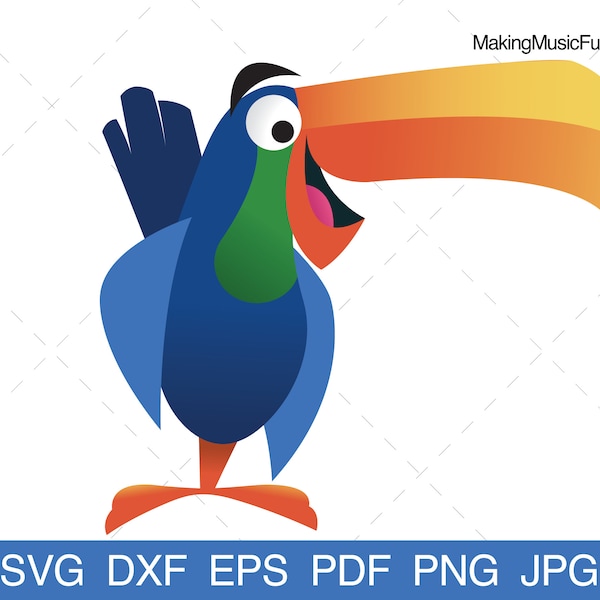 Toucan Bird - SVG Cricut & Silhouette Cut Files. Cartoon Toucan Clip Art/Vector. Includes Limited Commercial Use. (dxf, eps, pdf, png, jpg)