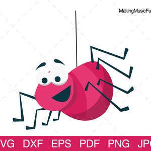 Itsy Bitsy Spider - SVG Cricut & Silhouette Cut Files. Itsy Bitsy Spider Clipart. Limited Commercial Use Included. (dxf, eps, pdf, png, jpg)