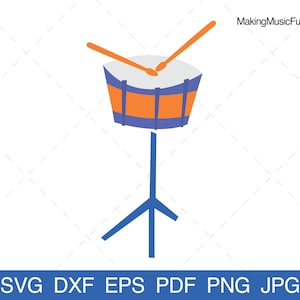 Snare Drum - SVG Cricut Cut Files. Cartoon Snare Drum Musical Instrument Clip Art. Vector Illustration. (dxf, eps, pdf, png, jpg)