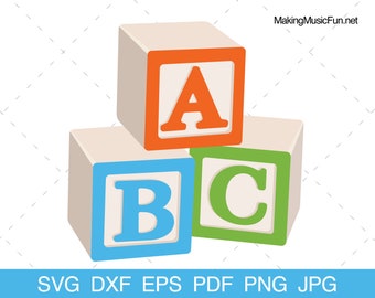 Alphabet Blocks - SVG Cricut & Silhouette Cut Files. Wooden ABC Baby Blocks Clip Art and Vector. Commercial Use. (dxf, eps, pdf, png, jpg)