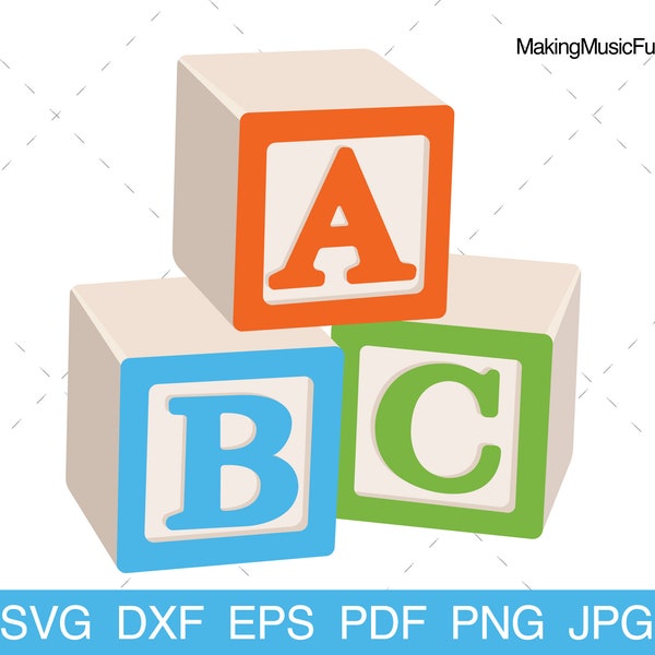 Alphabet Blocks - SVG Cricut & Silhouette Cut Files. Wooden ABC Baby Blocks Clip Art and Vector. Commercial Use. (dxf, eps, pdf, png, jpg)