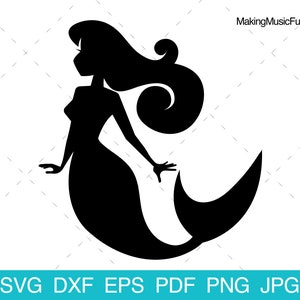 Mermaid Silhouette - SVG Cricut Cut Files. Mermaid Clip Art. Mermaid Vector Illustration. Commercial Use. (dxf, eps, pdf, png, jpg)