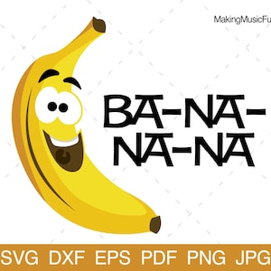 Lustige Banane - SVG Cricut & Silhouette geschnitten Dateien. Lustige Bananen Clip Art und Vektor-Illustration. Kommerzielle Nutzung. (dxf, eps, pdf, png, jpg)