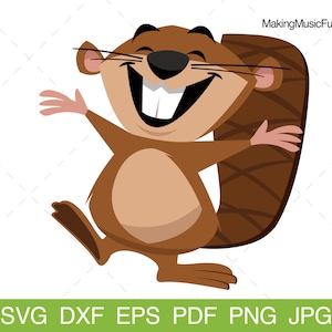 Beaver - SVG Cricut Cut Files. Cute Cartoon Woodland Beaver Clip Art/Vector Illustration. Limited Commercial Use. (dxf, eps, pdf, png, jpg)