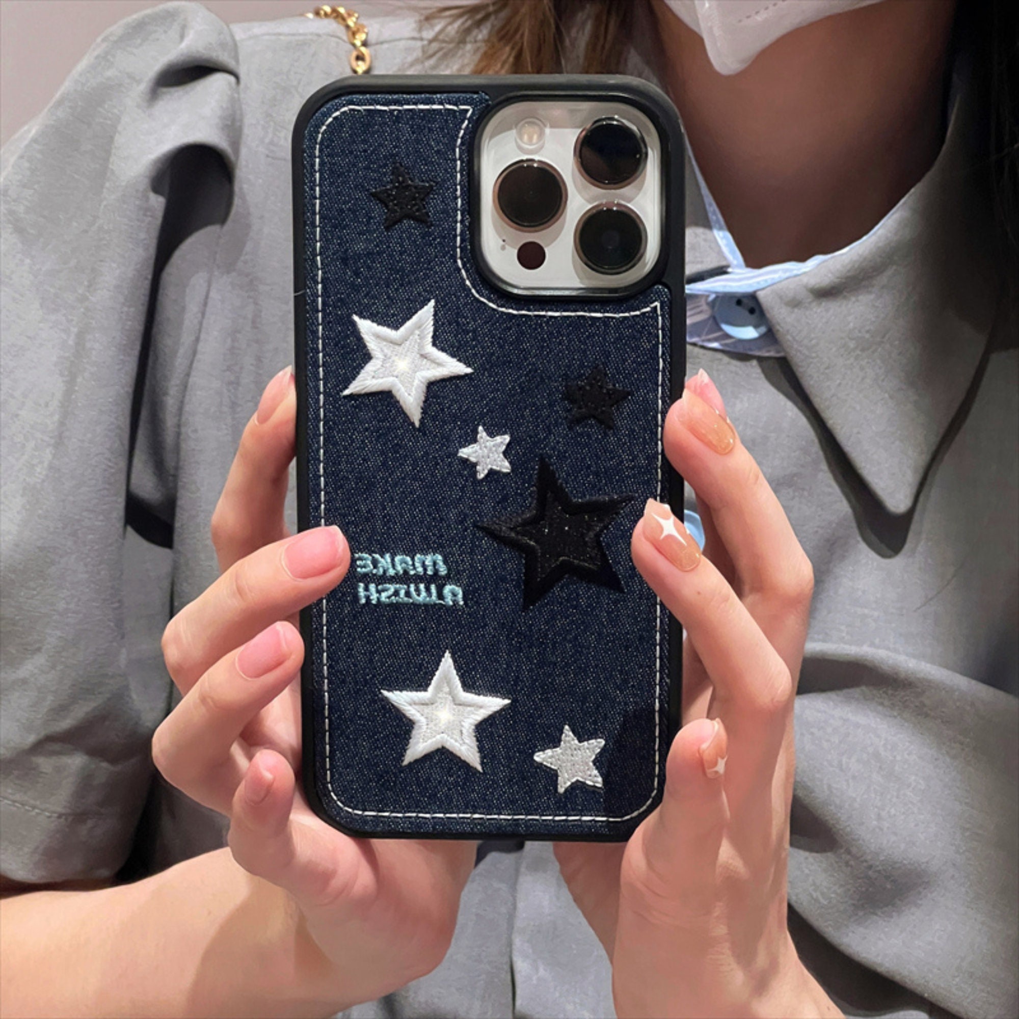 Cute Denim Phone Case Fabric 3D Embroidery iPhone Case Star Etsy
