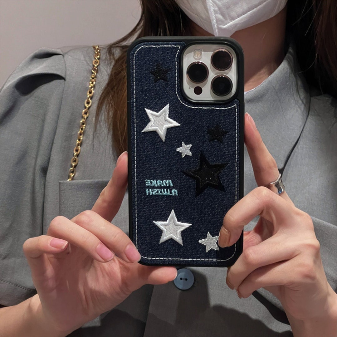 Cute Denim Phone Case Fabric 3D Embroidery iPhone Case Star Etsy