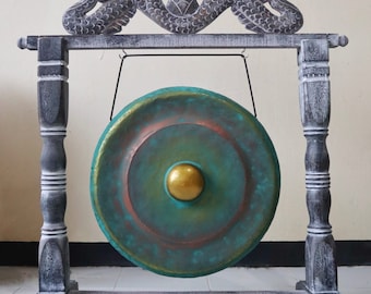 Balinese Temple Gong with Hand Carved Stand: Meditation & Yoga