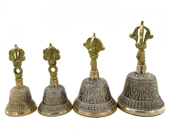 Tibetan Tingsha Bell Buddhist Meditation Handcrafted Brass Bells Four sizes 5x11cm 6x11.5cm 7.5x13cm 8x15cm Traditional Style Tingsha Bell