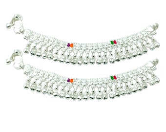 Sterling Silver Rupali Anklet With Regular bell for Baby Girls and boys (Pack of 2)