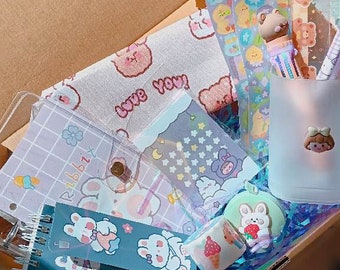 kawaii stationery box | purple | journal kit | stationery bag | stationery set | cute stationery |  back to school | 12 items