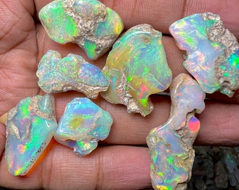 Smooth Opal Rough Lot 8-10 Pcs Large Size Natural Ethiopian Opal Raw AAA Grade Rough Opal Suitable For Cut Welo Fire Opal Gemstone Jewelry