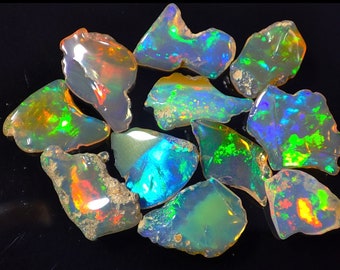 Opal Rough Lot 10 Pieces AAA Quality Natural Ethiopian Opal Raw Large Size Welo Opal Suitable For Cutting Fire Opal White Opal | Black Opal