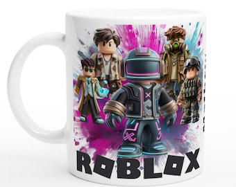 Taza personalizada de Roblox, vibrante y de cerámica, 325 ml (11 oz), ideal como regalo de Navidad o cumpleaños para niños y niñas.