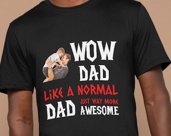 Personalised WOW DAD Horde T-shirt Your Picture or Logo World Of Warcraft Gift Fathers Day Present Birthday Gift for Him Shirt for Gamer Dad