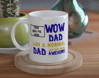 Personalized WOW DAD Mug Gift Alliance World of Warcraft Fathers Day Gift White Ceramic Birthday Mug for Dad Warcraft Gamer Coffee Cup
