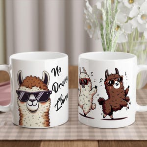 No Drama Llama Mug Funny Custom Birthday Gift 11oz Ceramic Mug Christmas Gift for Her Llama Lover Present for Best Friend