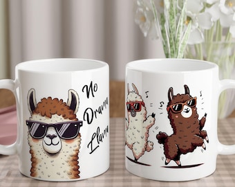 Taza de llama sin drama, divertida taza de cerámica personalizada de 11 oz, regalo de cumpleaños, regalo de Navidad para ella, amante de las llamas, regalo para la mejor amiga