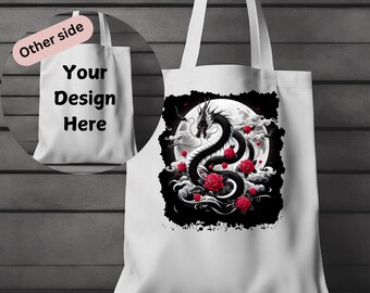 Bolsa de mano unisex con diseño de dragón personalizada para amantes de los dragones, regalo de Navidad, bolsa de mano, regalo de cumpleaños para ella, bolsa de algodón para amiga, regalo personalizado, 10 l
