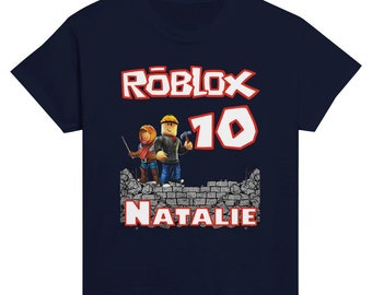 Camiseta de cumpleaños infantil de Roblox, personalizada, de algodón, para jóvenes gamers, regalo de celebración para niña o niño.